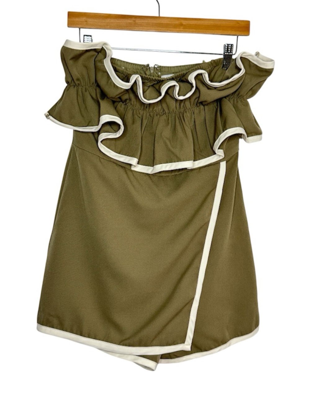 Idem Ditto Contrast Binding Ruffle Ruched Tube Romper